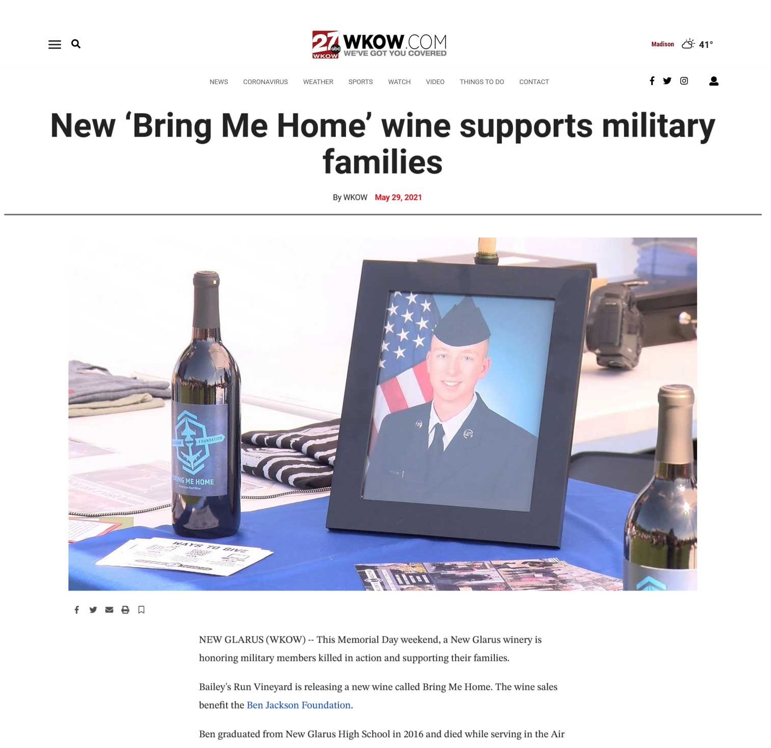 New ‘Bring Me Home’ wine supports military families - Archive - wkow._ - www.wkow